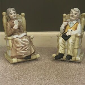 Charming Elderly Couple Rocking Chair Figurines